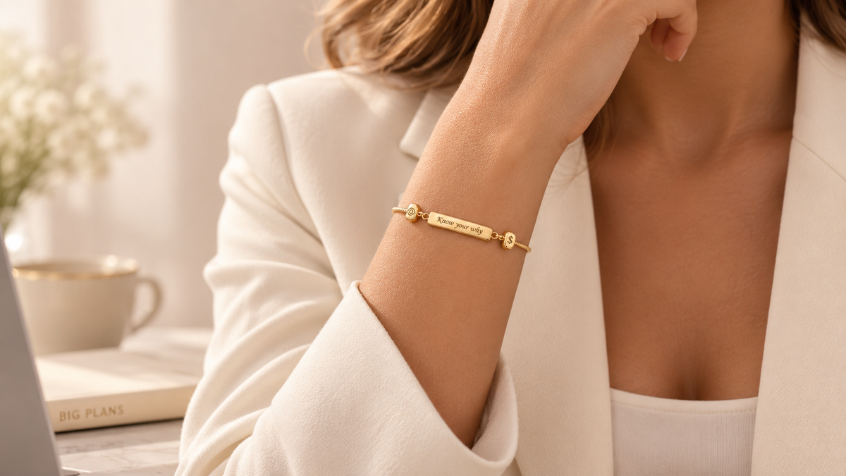 Woman wearing a Wear & Rise bracelet